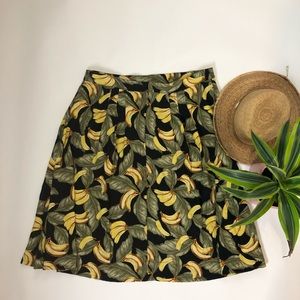 Forever 21 A-line banana print linen skirt 1X